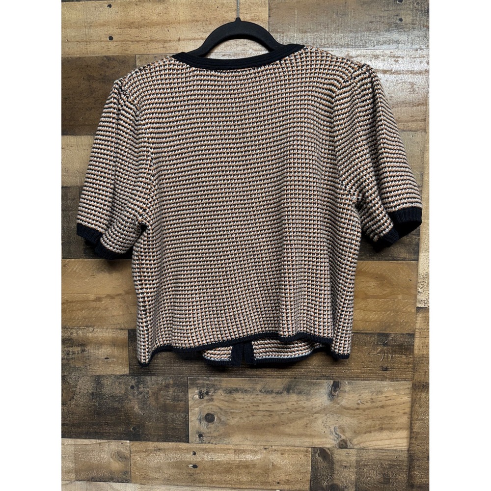 525 America Elaine Bow Front Puff Short Sleeve Knit Cardigan Sweater Women's XL - Picture 6 of 6